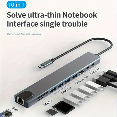 USB C Hub 4K30Hz Dock With HDMI RJ45 Ethernet PD100W - Smarsty