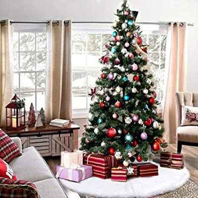 1pcs 78/90/122cm White Christmas Tree Skirt Plush Faux Fur 2023 Xmas Tree Carpet Decoration Ornament New Year Navidad Home Decor