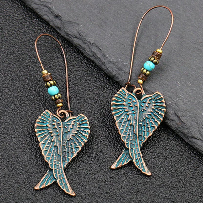 Vintage Bohemian Big Drop Earrings with Geometric Leaf Design - Smarsty