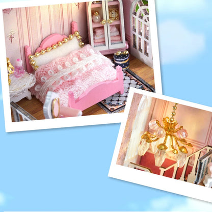 Diy Mini Wooden Dollhouse With Furniture Light Doll House Casa Assembly Model Pink Princess Villa Architecture Kit Toys Birthday by Smarsty