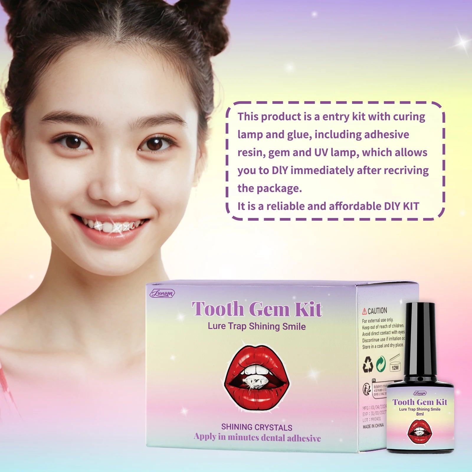 DIY Teeth Gems Kit With Glues And Light Teeth Anti-drop Clear Precious Stone Jewelry Decoration Glittering Tooth Jewelry Kit - Smarsty