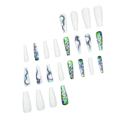 Extra Long Stiletto Black Full Cover Fake Nails - Smarsty