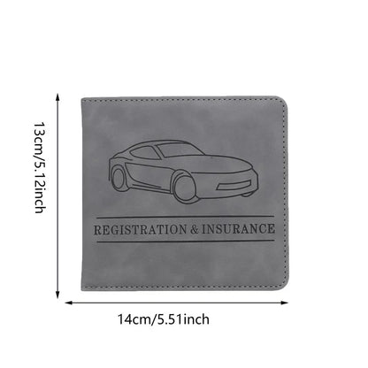 Car Registration Driver's License and Insurance Card Holder - Leather Vehicle Glove Box Automobile Documents Paperwork Organizer