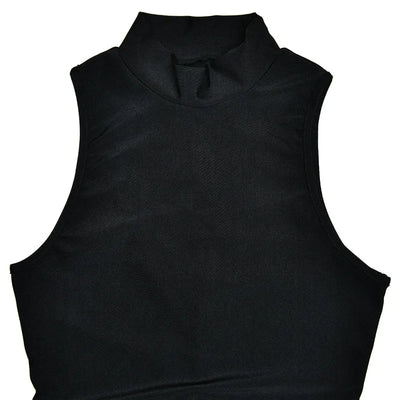Mozision Turtleneck Sleeveless Sexy Mini Dress For Women Fashion Irregular Ruched Tank Dress Femme Elegant Club Party Dress - Smarsty