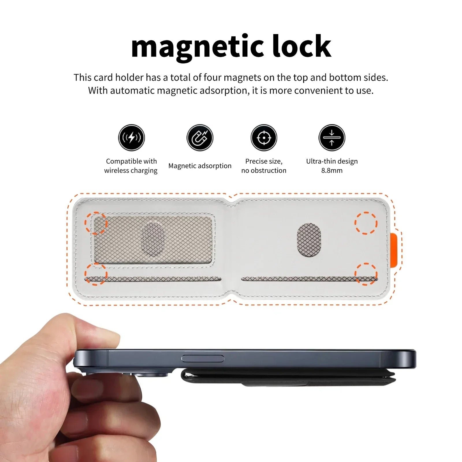 Luxury Leather Cellphone Magsafe Magnetic Card Holder For IPhone 14 13 15 16 17 Pro Max 16Plus RFID Anti-Skimming Bank ID Card