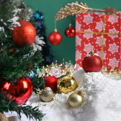 24Pcs 3/4/6CM Christmas Balls Big Ball Christmas Tree Pendant Ornaments for Party Decor 2025 New Year Navidad Gifts Accessory