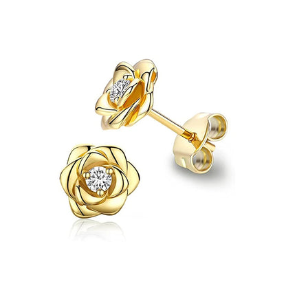 Heart Stud Earrings Cubic Zirconia Sparkling Wedding - Smarsty