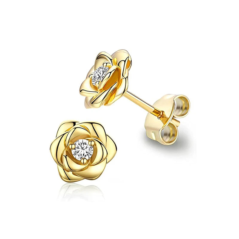 Heart Stud Earrings Cubic Zirconia Sparkling Wedding - Smarsty