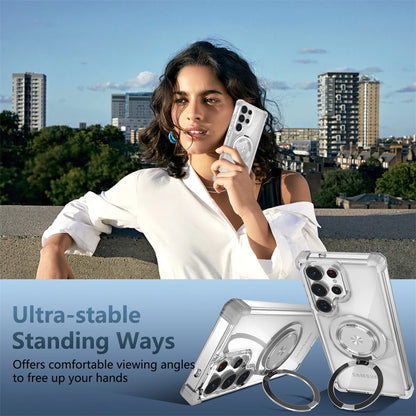 Rotating Magnetic Stand Transparent Shockproof Phone Case - Smarsty