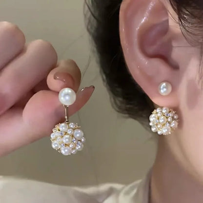 Minimal Geometric Circle Pearl Stud Earrings for Women - Smarsty