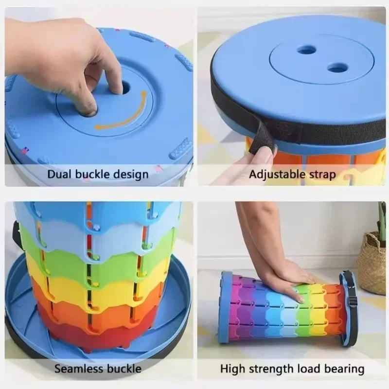 Compact Portable Plastic Folding Telescopic Chair, Lightweight Adjustable Stool for Fishing Beach Camping,Outdoor Foldable Seat