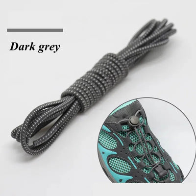 1 Pair 22 Colors Elastic Shoelaces Round Locking No Tie Shoe Laces Kids Adult Quick Lazy Laces Rubber Sneakers Shoelace T1 - Smarsty