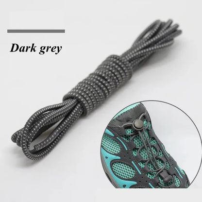 1 Pair 22 Colors Elastic Shoelaces Round Locking No Tie Shoe Laces Kids Adult Quick Lazy Laces Rubber Sneakers Shoelace T1 - Smarsty