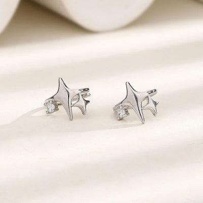 Four Pointed Star Clip Earrings No Piercing Luxury - Smarsty