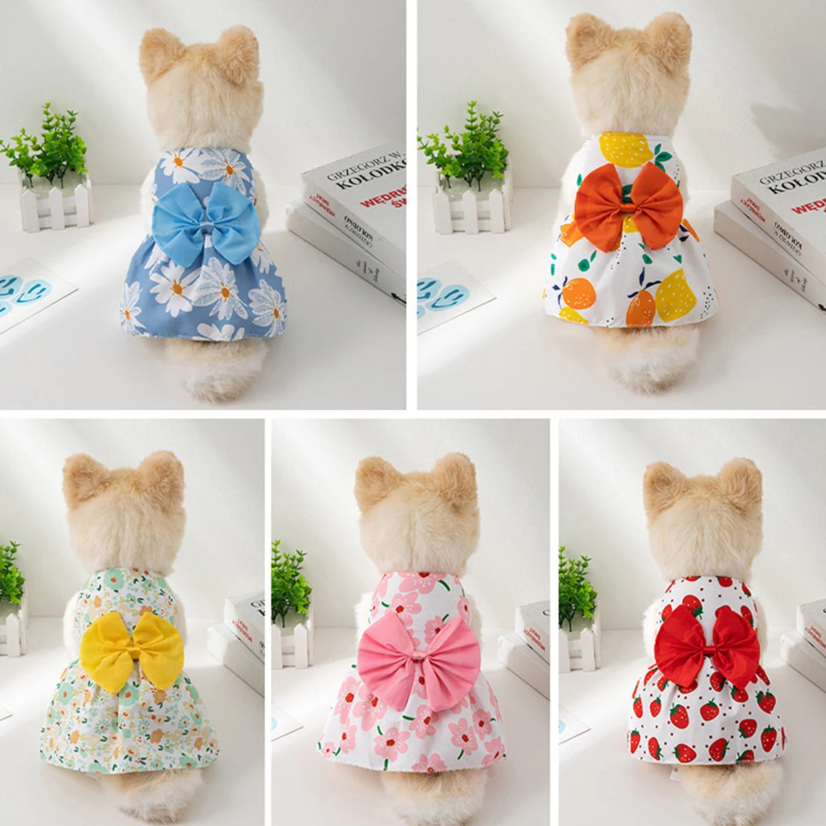 Cute Summer Dog Dress for Small Dogs with Bowknot - Smarsty