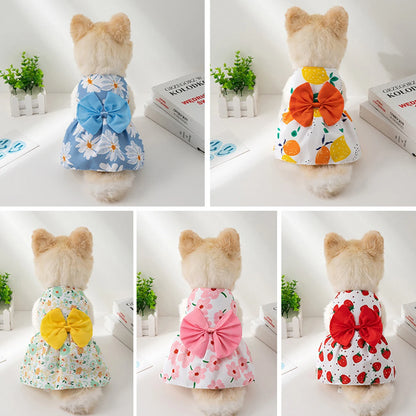 Cute Summer Dog Dress for Small Dogs with Bowknot - Smarsty