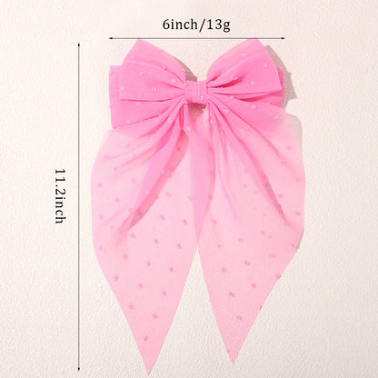 Girls Elegant Big Bow Satin Hair Clip Accessory - Smarsty