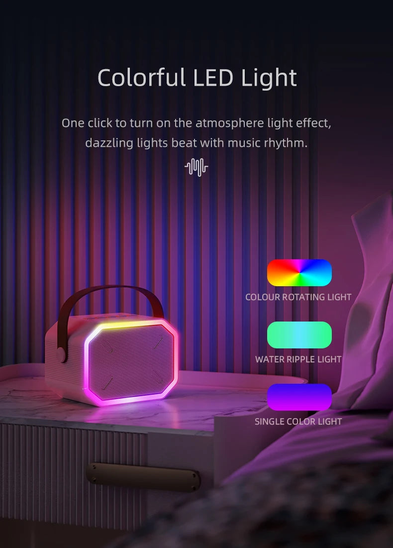 Mini Karaoke Machine for Kids Portable Karaoke Machine Bluetooth Wireless Microphones LDE Light Toys Gifts for Girls Boys - Smarsty