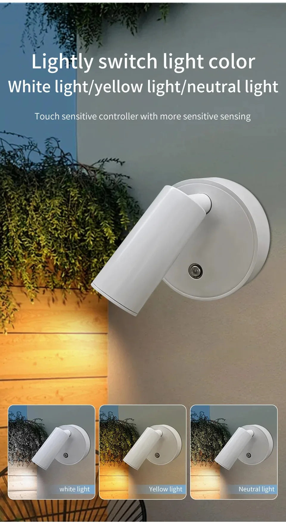 Dimmable LED Wireless USB Rechargeable Wall Spotlight - Smarsty