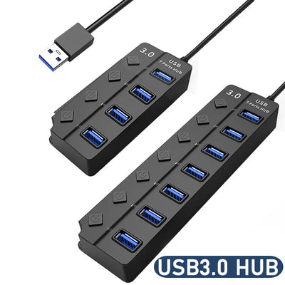 USB 3.0 Hub 4/7 Port Multiport Cable High Power Adapter - Smarsty