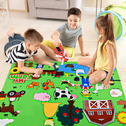 Farm Animals Felt Story Board Set Storytelling Early Learning Interactive Play Kit Wall Hanging Puzzle Toys for Toddlers Gifts - Smarsty