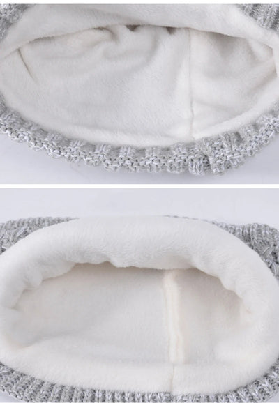 Winter Kids Hat Set Warm Beanie Scarf Gloves Pompom Fleece - Smarsty