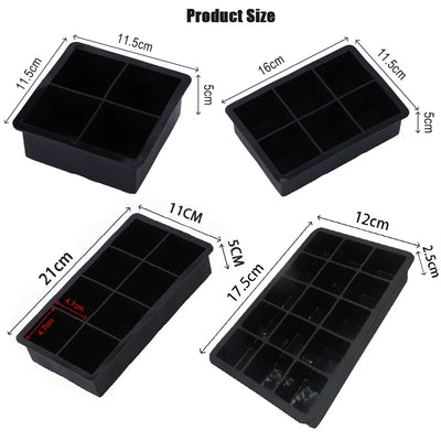4/6/8/15 Grid Big Ice Tray Mold Giant Jumbo Large Food Grade Silicone Ice Cube Square Tray Mold DIY Ice Maker Ice Cube Tray - Smarsty
