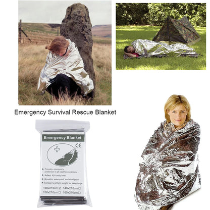 1-10PCS Emergency Blanket Outdoor Survive First Aid Military Rescue Kit Windproof Waterproof Foil Thermal Blanket for Camping by Smarsty