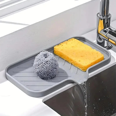 Sink Silicone Tray With drain Soap Sponge Storage Holder Countertop Sink Scrubber Brush Storage Rack Kitchen Organizer by Smarsty