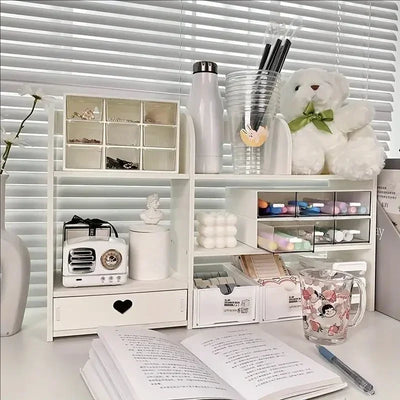 Double-Layer Desktop Organizer Rack Stationery Office Desk Accessories Storage Desktop Cosmetics Organizers Storage Shelf by Smarsty