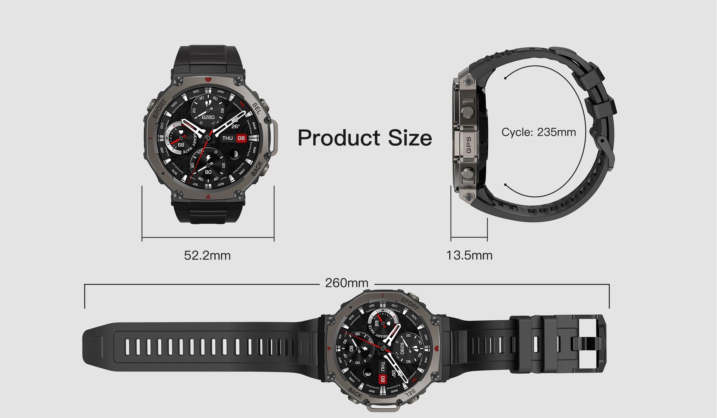 T-Rex 3 GPS Smart Watch with Altimeter and Waterproof Design - Smarsty