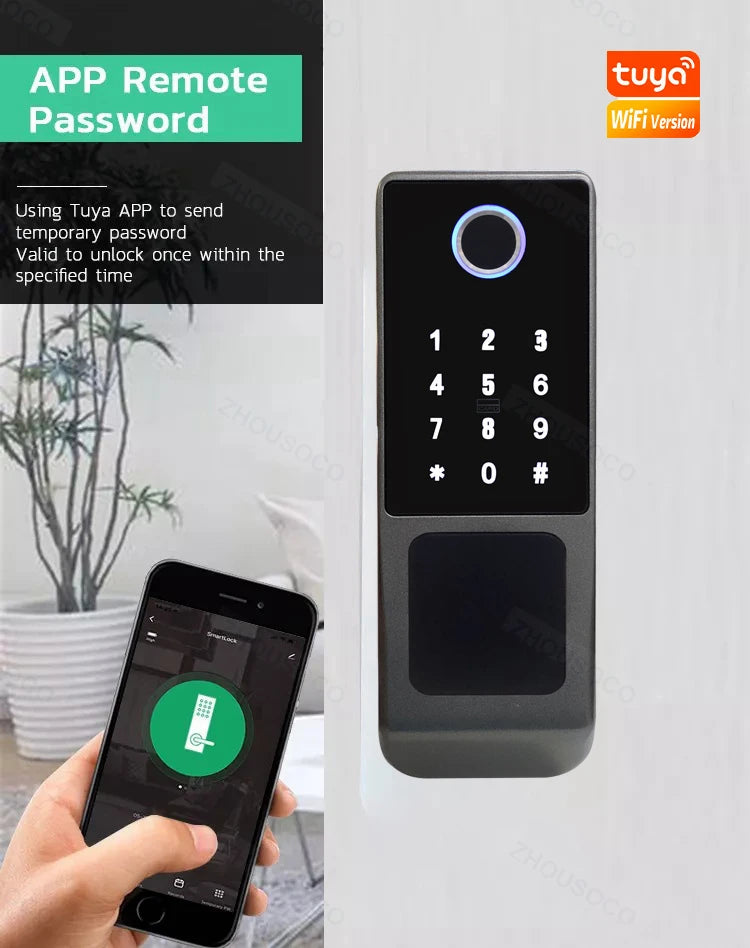 Waterproof Smart Door Lock with Bluetooth and WiFi Control - Smarsty