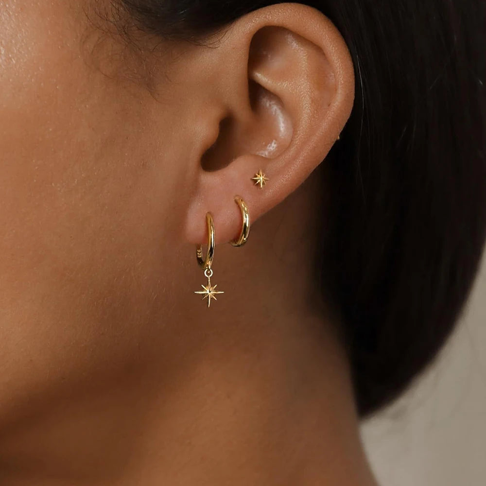 3 Piece Stainless Steel Star Drop Earrings Set for Women - Smarsty