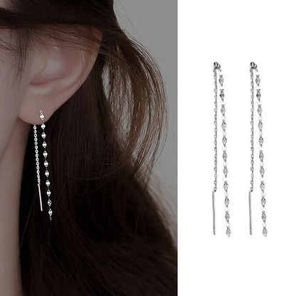 S925 Silver Tassel Drop Earrings for Women with Long Chains - Smarsty