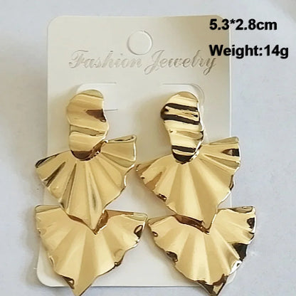 Gold Metal Drop Earrings with Irregular Heart Design for Women - Smarsty