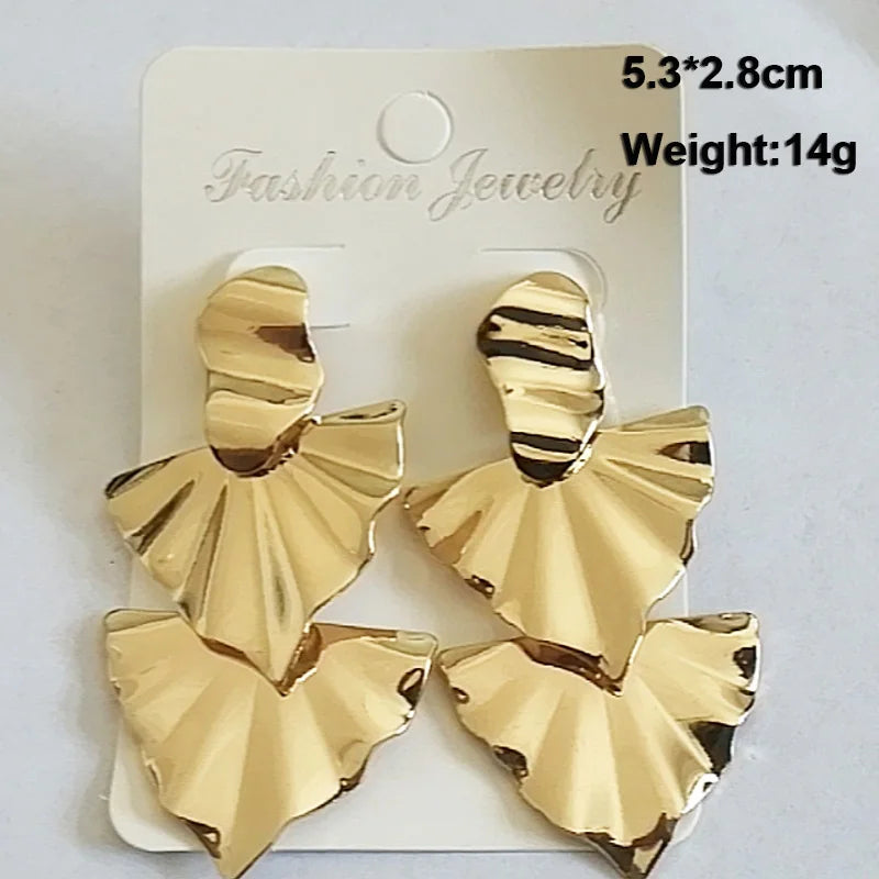 Gold Metal Drop Earrings with Irregular Heart Design for Women - Smarsty