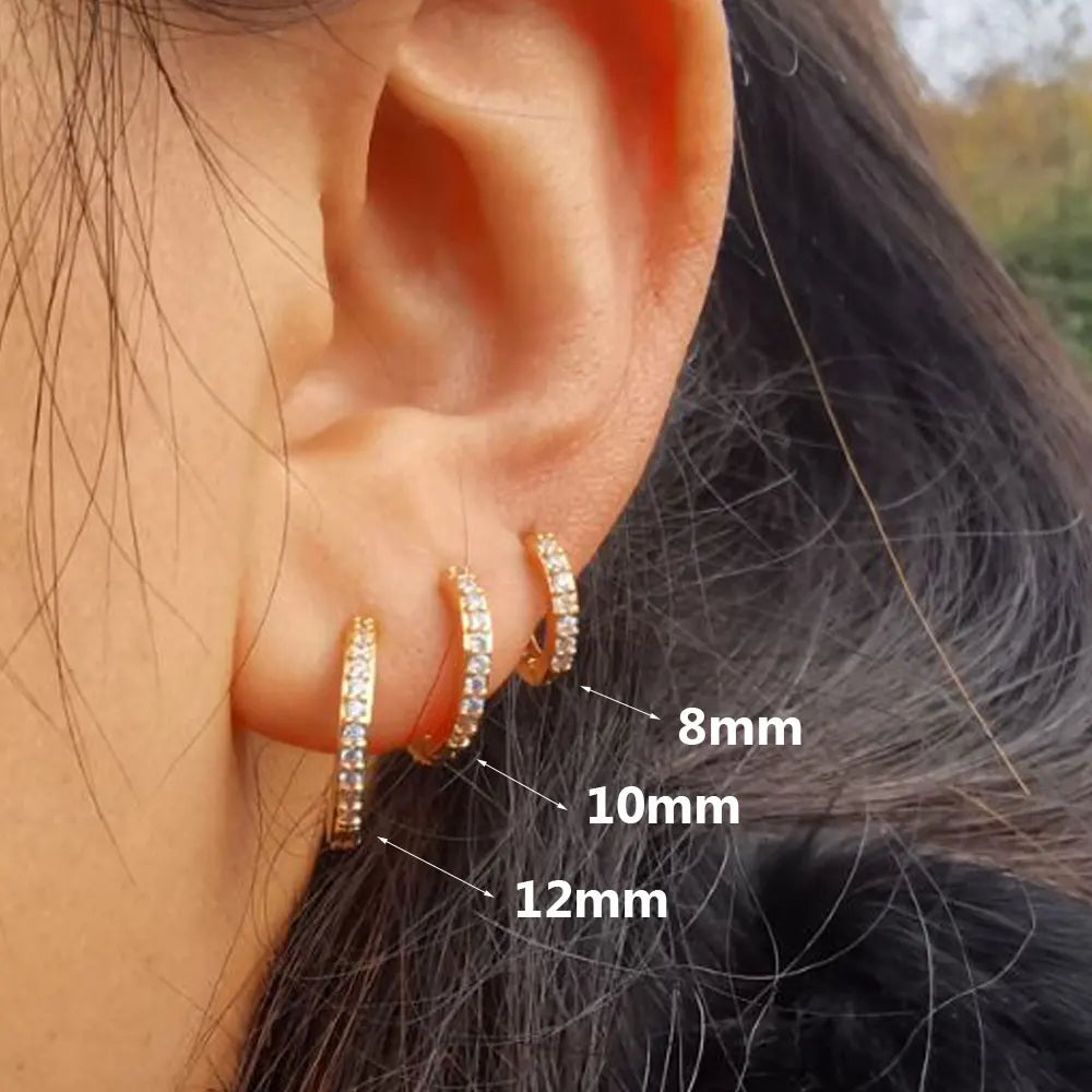 Stainless Steel Crystal Zirconia Small Huggie Earrings - Smarsty