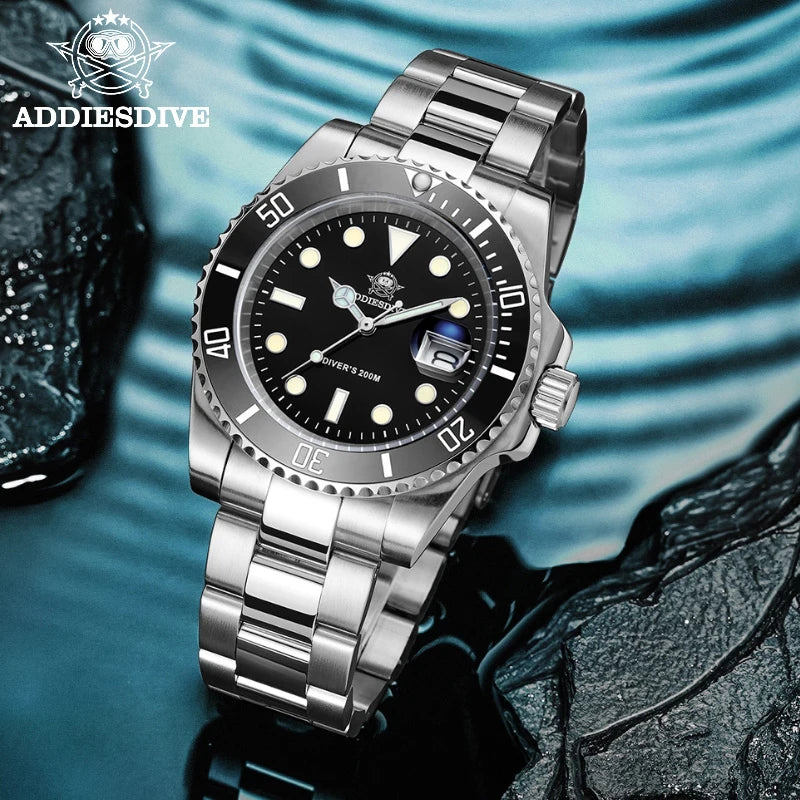 Addiesdive Waterproof Stainless Steel Quartz Watch for Men - Smarsty