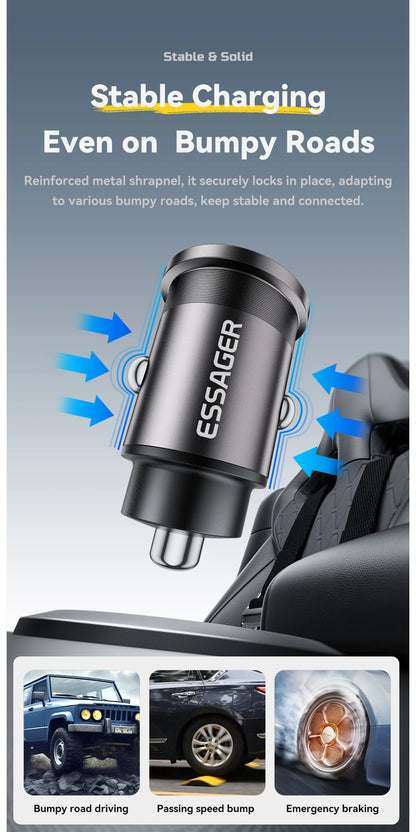 45W Car Charger Dual Port PD TypeC Quick Charge Fast - Smarsty