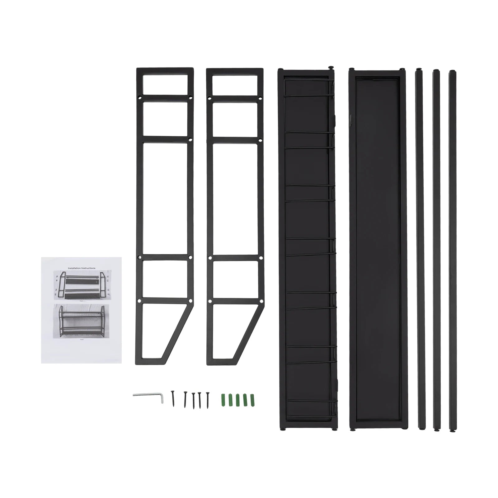 Wall Mounted Wine Rack Glass Holder 12 Bottles 7 Goblet Metal Shelf 2 Layer for Home Bar, 80cm Black - Smarsty