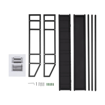 Wall Mounted Wine Rack Glass Holder 12 Bottles 7 Goblet Metal Shelf 2 Layer for Home Bar, 80cm Black - Smarsty