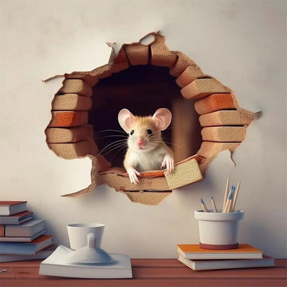 Cute Mouse Hole Wall Sticker for Whimsical Home Decor - Smarsty