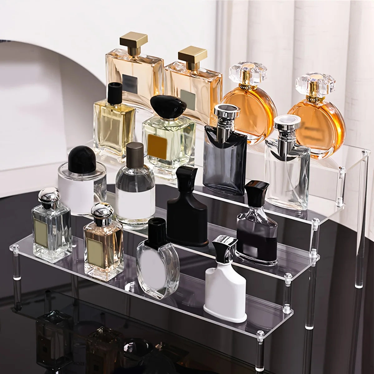 1pc,Multilayer acrylic transparent display rack, desk storage rack, suitable for cosmetics, perfume, dolls, nail polish shelf by Smarsty