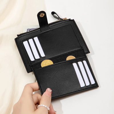 Minimalist and fashionable women's short card bag, ultra-thin mini PU leather zero wallet, women's credit card holder wallet - Smarsty