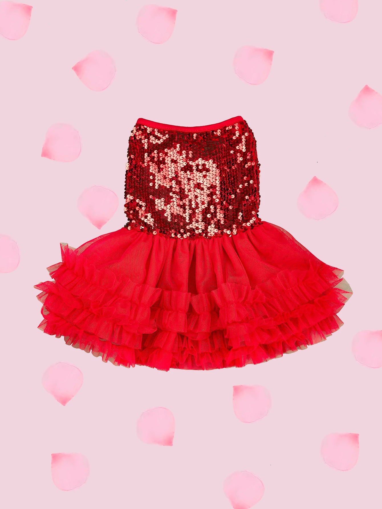 Sleeveless Dog Dress with Tulle and Sequins - Smarsty