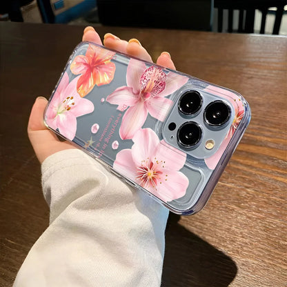 Clear Floral Pattern Phone Case For iPhone 7 To 16 - Smarsty