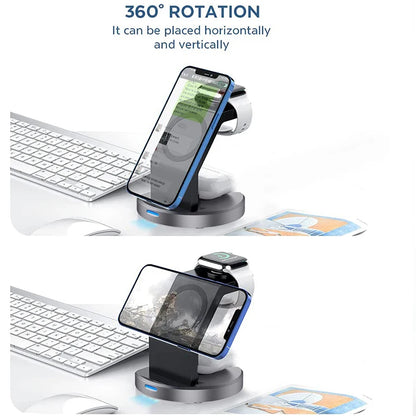 Three In One Magnetic Wireless Charger Stand For iPhone - Smarsty