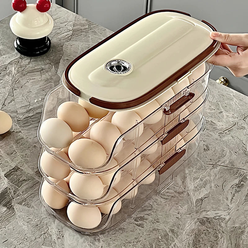 1PCS Home Refrigerator Egg Organizer Sliding Egg Carton Automatic Egg Roller Organizer Kitchen Countertop Egg Shelf