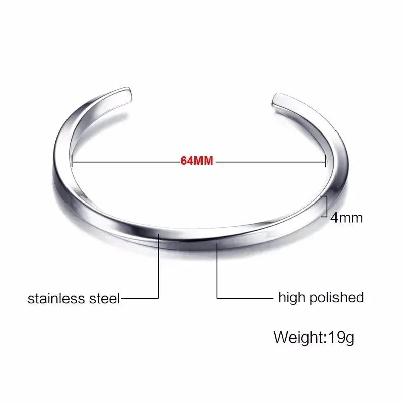 Twisted Stainless Steel Cuff Bracelet Durable Fashion Jewelry - Smarsty