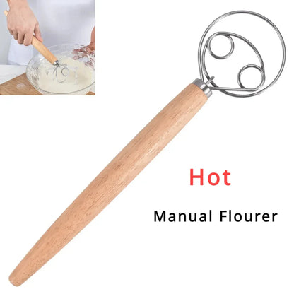 Danish Dough Whisk with Wooden Handle for Easy Mixing - Smarsty